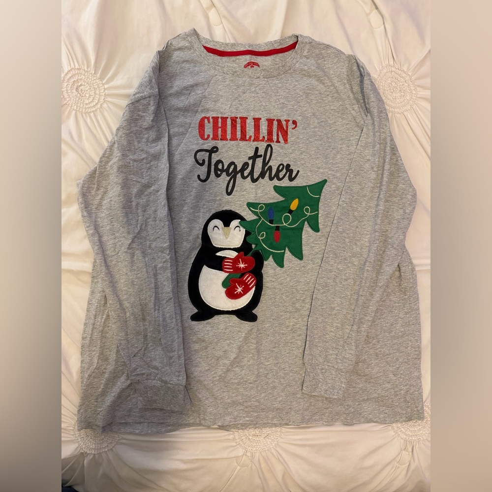 Men’s Holiday Time Red and Gray Long Sleeve Shirt